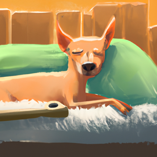 כלב שוכב בשמחה על המזרון הנוח שלו