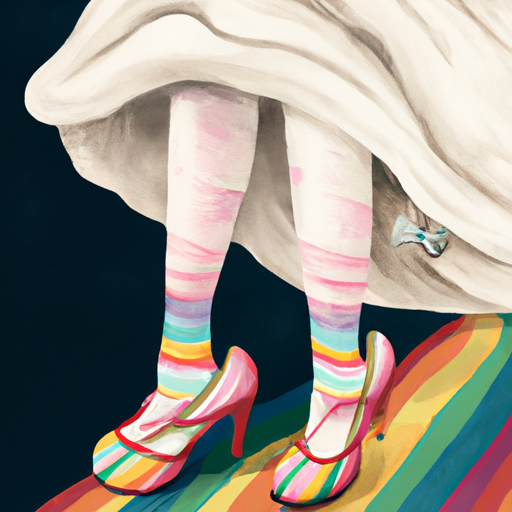 3. כלה מוזרה עם נעליים צבעוניות עזות שמציצות מתחת לשמלת הכלה שלה.